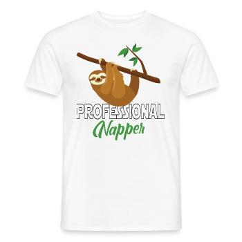 Professinonal Napper, Sloth, Sloth, Sleeping, - Men's T-Shirt - white - Front - AI Model Male 178 dark (178cm)