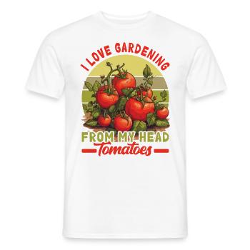 J’adore jardiner à partir de ma tête Tomates - T-shirt homme - blanc - Devant - AI Model Male 178 dark (178cm)