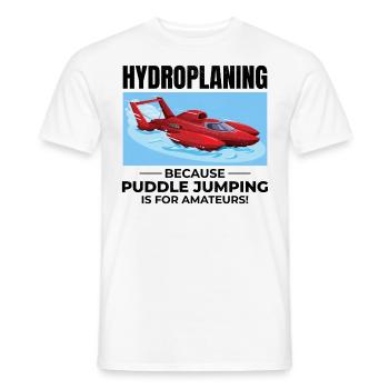Hydroplane Boat Racing Humor Puddle Jumping Funny - Men's T-Shirt - white - Front - AI Model Male 178 dark (178cm)