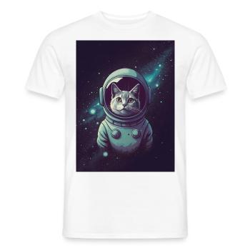 Nostalgische Vintage kosmische Katze - Männer T-Shirt - Weiß - Vorne - AI Model Male 178 dark (178cm)