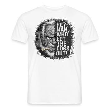 Ironischer Blick Zigarrenraucher - Who let the dog - Männer T-Shirt - Weiß - Vorne - AI Model Male 178 dark (178cm)