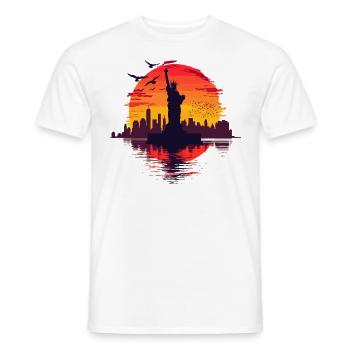 Statue de la Liberté de New York, Sun, États-Unis - T-shirt homme - blanc - Devant - AI Model Male 178 dark (178cm)