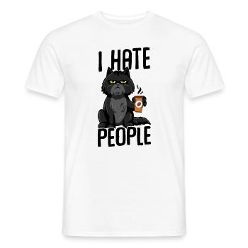 Cat I hate people WHITE - Men's T-Shirt - white - Front - AI Model Male 178 dark (178cm)