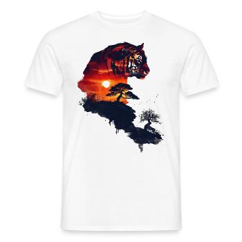 Japan Landscape Tiger Bonsai Tree Aesthetic - Men's T-Shirt - white - Front - AI Model Male 178 dark (178cm)
