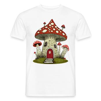 imaginative mushroom house - Men's T-Shirt - white - Front - AI Model Male 178 dark (178cm)