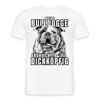 My BULLDOG cheerful & stubborn dog DOGS - Men's T-Shirt - white - Front - AI Model Male 178 dark (178cm)