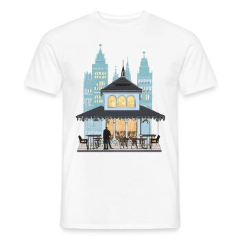 Café dans une ville - T-shirt homme - blanc - Devant - AI Model Male 178 dark (178cm)