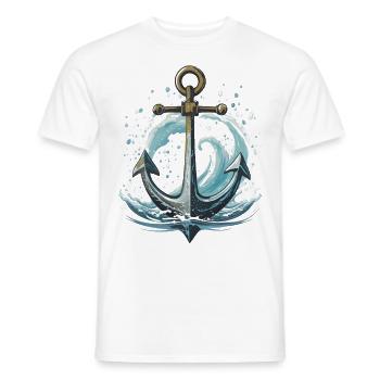 Jeter l’ancre avec les vagues et les éclaboussures d’eau - T-shirt homme - blanc - Devant - AI Model Male 178 dark (178cm)