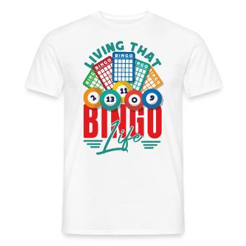 Joueur de bingo vivant ce bingo - T-shirt homme - blanc - Devant - AI Model Male 178 dark (178cm)