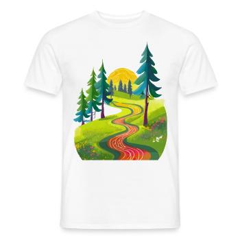 Wanderweg der sich über eine Wiese schlängelt - Männer T-Shirt - Weiß - Vorne - AI Model Male 178 dark (178cm)
