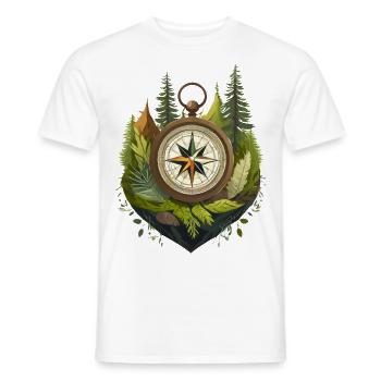 With the compass into adventure - Men's T-Shirt - white - Front - AI Model Male 178 dark (178cm)