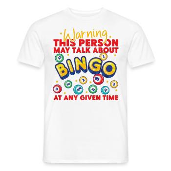 Bingo Player Warning This Person - Men's T-Shirt - white - Front - AI Model Male 178 dark (178cm)