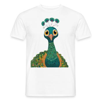 Peacock - Men's T-Shirt - white - Front - AI Model Male 178 dark (178cm)