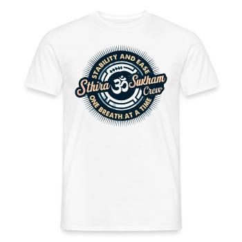 Sthira-Sukham Asanam / Chemise de yoga - T-shirt homme - blanc - Devant - AI Model Male 178 dark (178cm)
