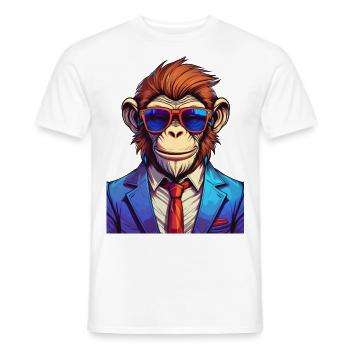 Affe mit Anzug und Sonnenbrille - Männer T-Shirt - Weiß - Vorne - AI Model Male 178 dark (178cm)