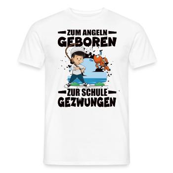Born to fish, forced to go to school - Men's T-Shirt - white - Front - AI Model Male 178 dark (178cm)