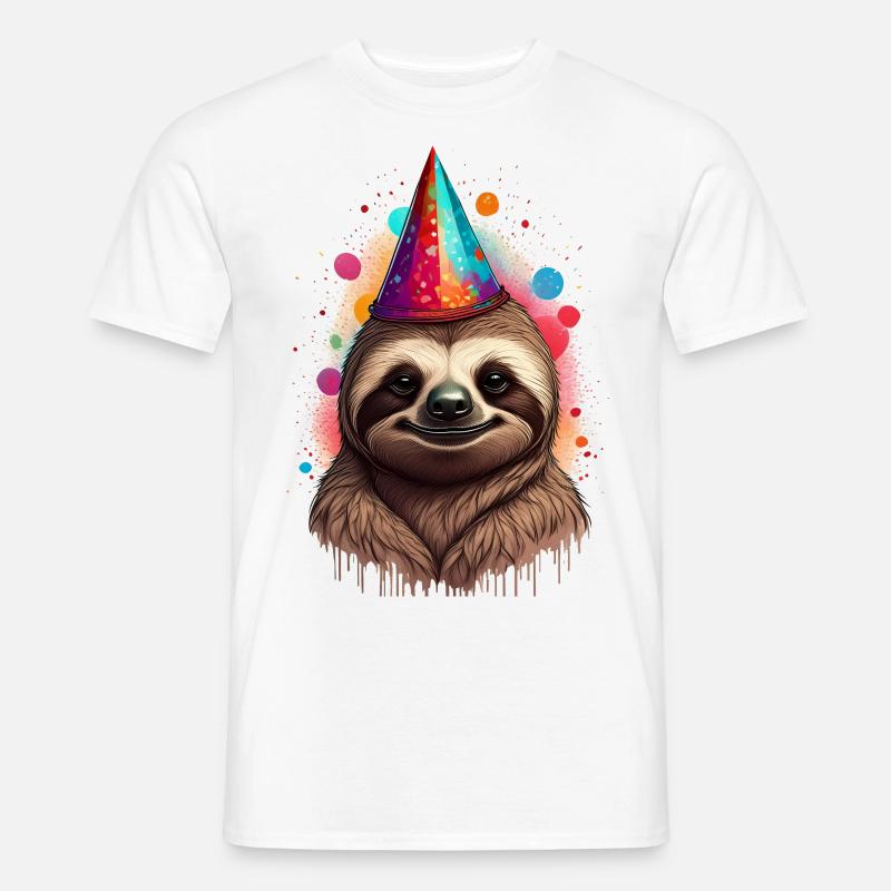 Sloth with party hat - Men's T-Shirt - white