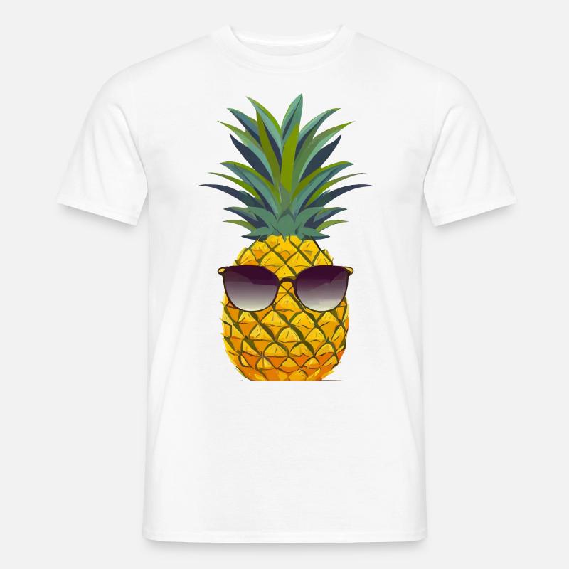 Ananas con occhiali da sole - T-shirt uomo - bianco