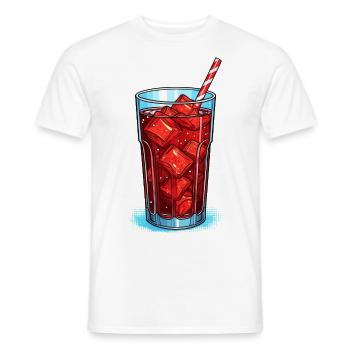 Glass of cola with ice cubes - Men's T-Shirt - white - Front - AI Model Male 178 dark (178cm)