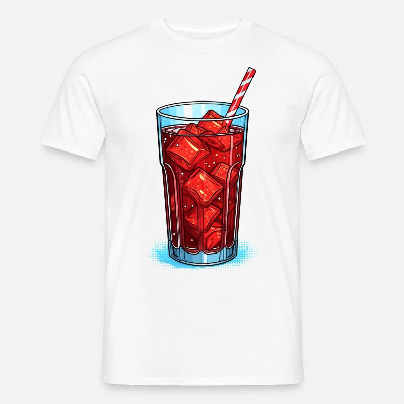 Glas Cola mit Eiswürfeln - Männer T-Shirt - Weiß