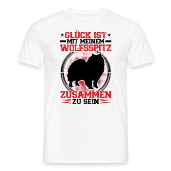 Bei meinem Wolfsspitz sein Keeshond - Männer T-Shirt - Weiß - Vorne - AI Model Male 178 dark (178cm)