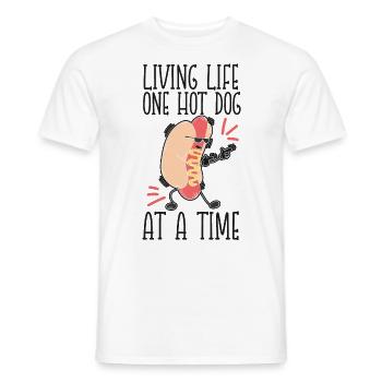 Hot Dog Adult Living Life One Hot - Männer T-Shirt - Weiß - Vorne - AI Model Male 178 dark (178cm)
