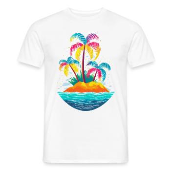 Colorful island with palm trees in the sea - Men's T-Shirt - white - Front - AI Model Male 178 dark (178cm)