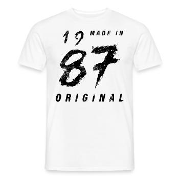 Fabriqué en 1987 Original Anniversaire Grunge en détresse - T-shirt homme - blanc - Devant - AI Model Male 178 dark (178cm)