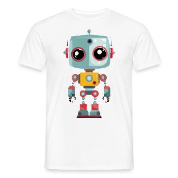 A cute robot - Men's T-Shirt - white - Front - AI Model Male 178 dark (178cm)