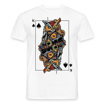 Eagle Owl Steampunk Jeu de cartes Spades King Poker - T-shirt homme - blanc - Devant - AI Model Male 178 dark (178cm)