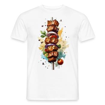 Fleisch Spieß beim Grillen - Männer T-Shirt - Weiß - Vorne - AI Model Male 178 dark (178cm)