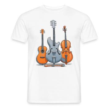 Gitarre, E-Gitarre und Cello - Männer T-Shirt - Weiß - Vorne - AI Model Male 178 dark (178cm)