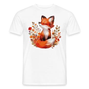 Fox with flowers - Men's T-Shirt - white - Front - AI Model Male 178 dark (178cm)