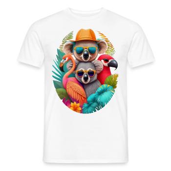 Koala, Faultier und Flamingo im Sommer - Männer T-Shirt - Weiß - Vorne - AI Model Male 178 dark (178cm)