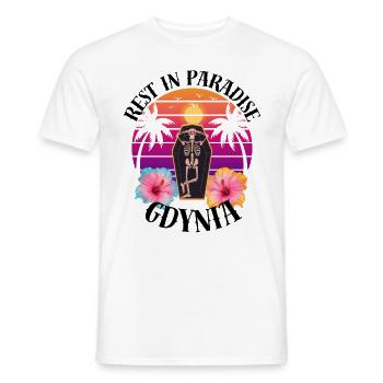 Gdynia RIP Sarkasmus - Männer T-Shirt - Weiß - Vorne - AI Model Male 178 dark (178cm)