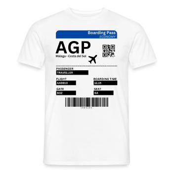 Billet d’avion Malaga Andalousie Espagne Vacances Malaga - T-shirt homme - blanc - Devant - AI Model Male 178 dark (178cm)