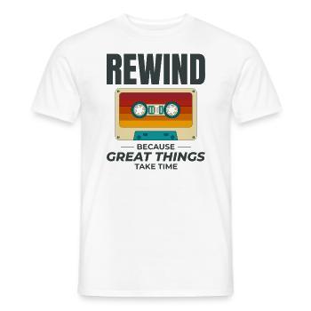 Cassette Tape Rewinding 80s Nostalgia Retro 1980s - Men's T-Shirt - white - Front - AI Model Male 178 dark (178cm)