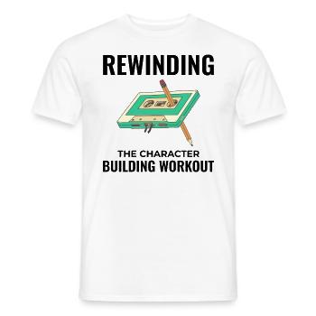 Cassette Tape Rewinding 80s Nostalgia Retro 1980s - Men's T-Shirt - white - Front - AI Model Male 178 dark (178cm)