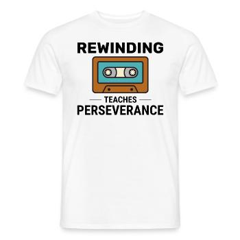 Cassette Tape Rewinding 80s Nostalgia Retro 1980s - Men's T-Shirt - white - Front - AI Model Male 178 dark (178cm)