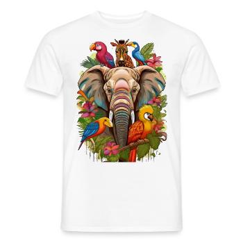 Illustration of African animals - Men's T-Shirt - white - Front - AI Model Male 178 dark (178cm)