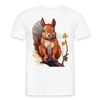 A cute squirrel on a branch - Men's T-Shirt - white - Front - AI Model Male 178 dark (178cm)