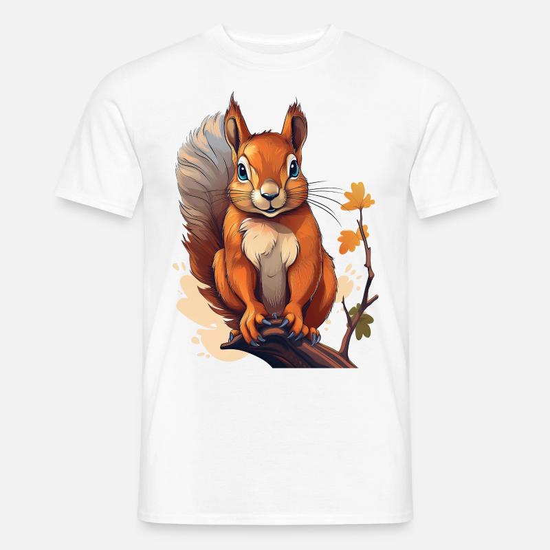 Ein niedliches Eichhörnchen auf einem Ast - Männer T-Shirt - Weiß