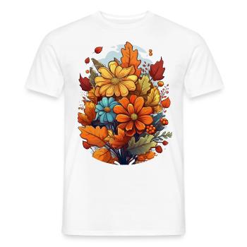 Herbstliches Design mit Blumen und Blättern - Männer T-Shirt - Weiß - Vorne - AI Model Male 178 dark (178cm)