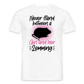 Lemming Vole Girl with Lemming - Men's T-Shirt - white - Front - AI Model Male 178 dark (178cm)