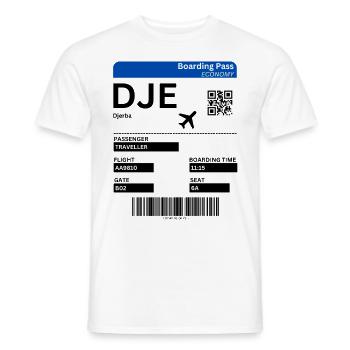 Carte d’embarquement Djerba Idée de vacances en Tunisie - T-shirt homme - blanc - Devant - AI Model Male 178 dark (178cm)