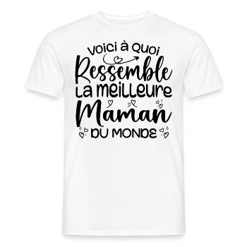Cadeau Meilleure Maman du Monde Cadeau Super Maman - T-shirt homme - blanc - Devant - AI Model Male 178 dark (178cm)