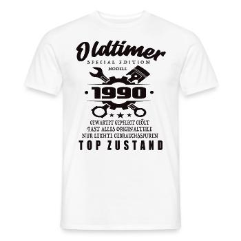 Oldtimer Special Edition Model 1990 Birthday - Men's T-Shirt - white - Front - AI Model Male 178 dark (178cm)