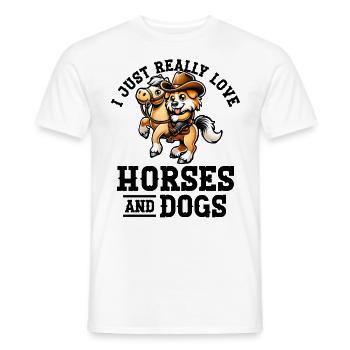 J’adore les chevaux et les chiens - T-shirt homme - blanc - Devant - AI Model Male 178 dark (178cm)