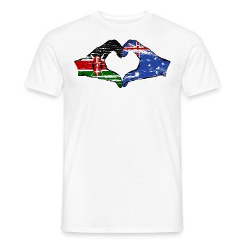 Kenya Australie mains forme de coeur utilisé - T-shirt homme - blanc - Devant - AI Model Male 178 dark (178cm)