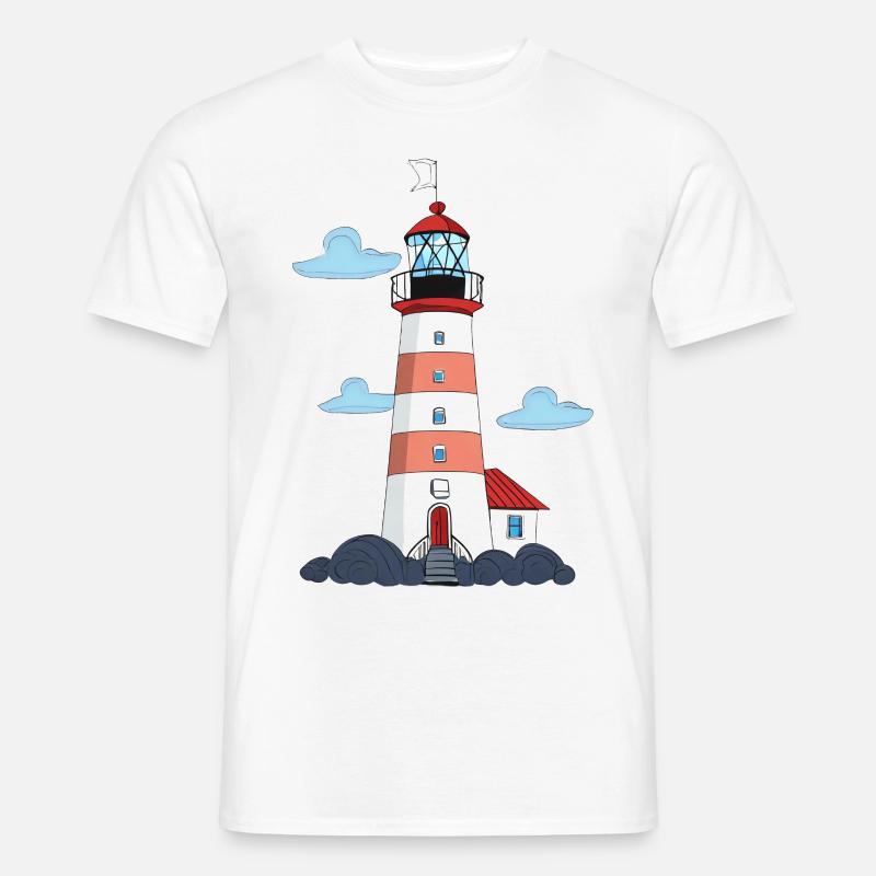Leuchtturm - Männer T-Shirt - Weiß